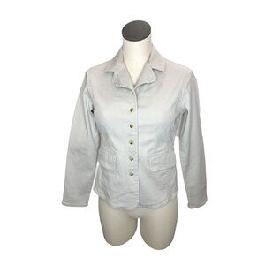 2/$30 Relativity Womens Jacket Small Petite White Denim Button Up Pockets
